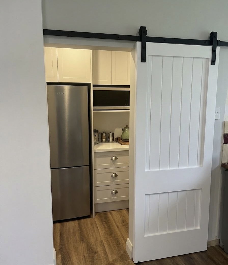 Scullery with sliding barn door